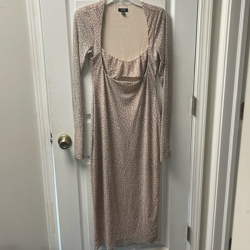 AFRM KELLEN DRESS IN FEMME LEOPARD PRINT SIZE MEDIUM